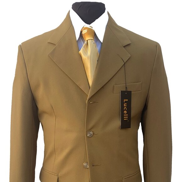 LUCELLI 2 PIECE 4B MEN'S SUIT HIHGT QUILIT ITALIAN POLYESTER 4B WOOL TOUCH - Picture 2 of 14